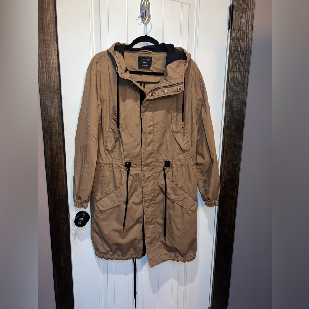 Love Tree Light Brown Knee Length Jacket